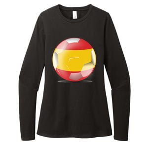 Soccer Ball Country Flag Spain Womens CVC Long Sleeve Shirt