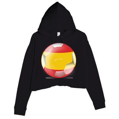 Soccer Ball Country Flag Spain Crop Fleece Hoodie