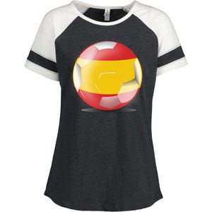 Soccer Ball Country Flag Spain Enza Ladies Jersey Colorblock Tee