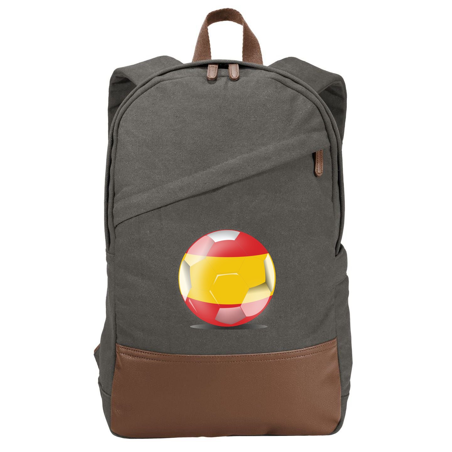 Soccer Ball Country Flag Spain Cotton Canvas Backpack