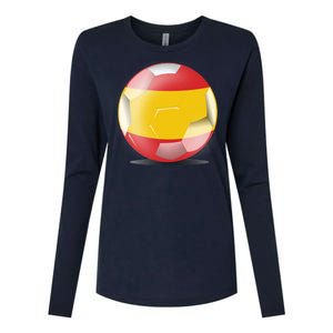 Soccer Ball Country Flag Spain Womens Cotton Relaxed Long Sleeve T-Shirt