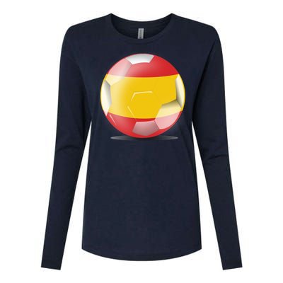 Soccer Ball Country Flag Spain Womens Cotton Relaxed Long Sleeve T-Shirt