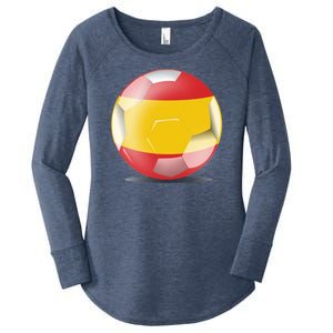 Soccer Ball Country Flag Spain Women's Perfect Tri Tunic Long Sleeve Shirt