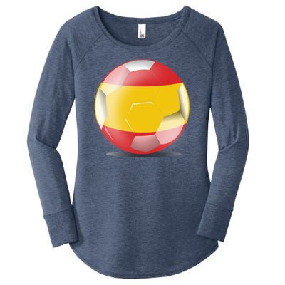 Soccer Ball Country Flag Spain Women's Perfect Tri Tunic Long Sleeve Shirt