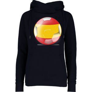 Soccer Ball Country Flag Spain Womens Funnel Neck Pullover Hood