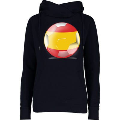 Soccer Ball Country Flag Spain Womens Funnel Neck Pullover Hood