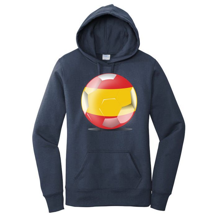 Soccer Ball Country Flag Spain Women's Pullover Hoodie