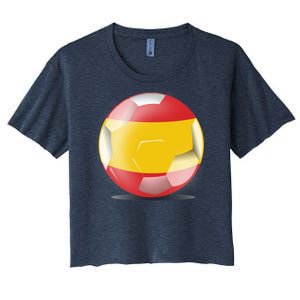 Soccer Ball Country Flag Spain Women's Crop Top Tee