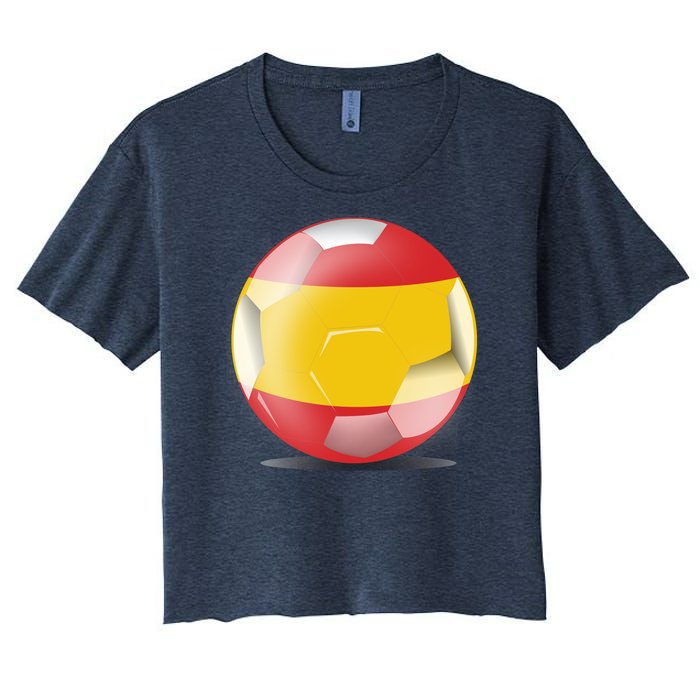 Soccer Ball Country Flag Spain Women's Crop Top Tee