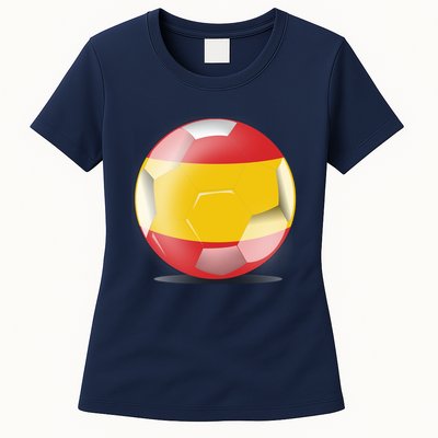 Soccer Ball Country Flag Spain Womens T-Shirt