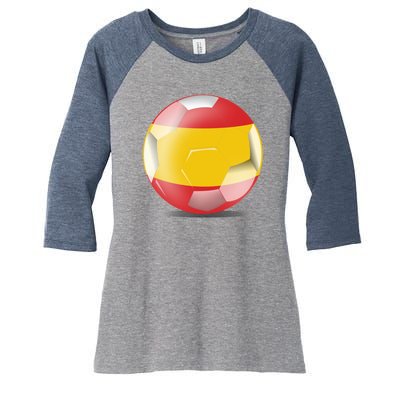 Soccer Ball Country Flag Spain Women's Tri-Blend 3/4-Sleeve Raglan Shirt