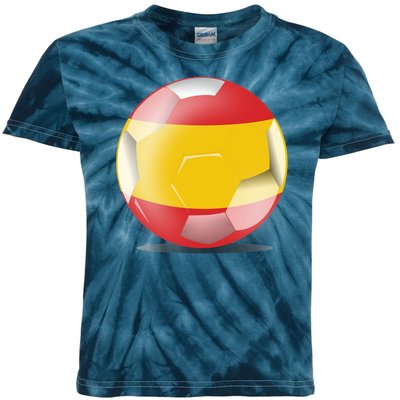 Soccer Ball Country Flag Spain Kids Tie-Dye T-Shirt