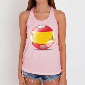 Soccer Ball Country Flag Spain Women's Knotted Racerback Tank