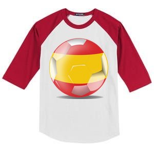 Soccer Ball Country Flag Spain Kids Colorblock Raglan Jersey