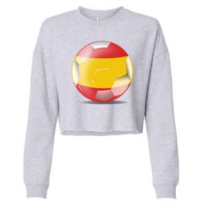 Soccer Ball Country Flag Spain Cropped Pullover Crew