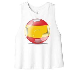 Soccer Ball Country Flag Spain Women's Racerback Cropped Tank