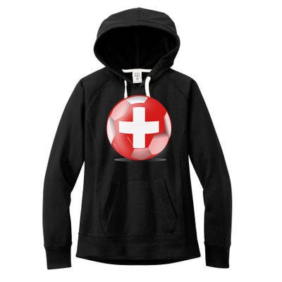 Soccer Ball Country Flag Switzerland Women's Fleece Hoodie