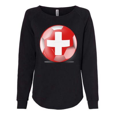 Soccer Ball Country Flag Switzerland Womens California Wash Sweatshirt