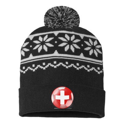 Soccer Ball Country Flag Switzerland USA-Made Snowflake Beanie