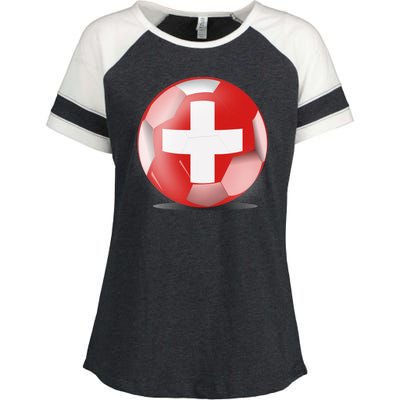 Soccer Ball Country Flag Switzerland Enza Ladies Jersey Colorblock Tee