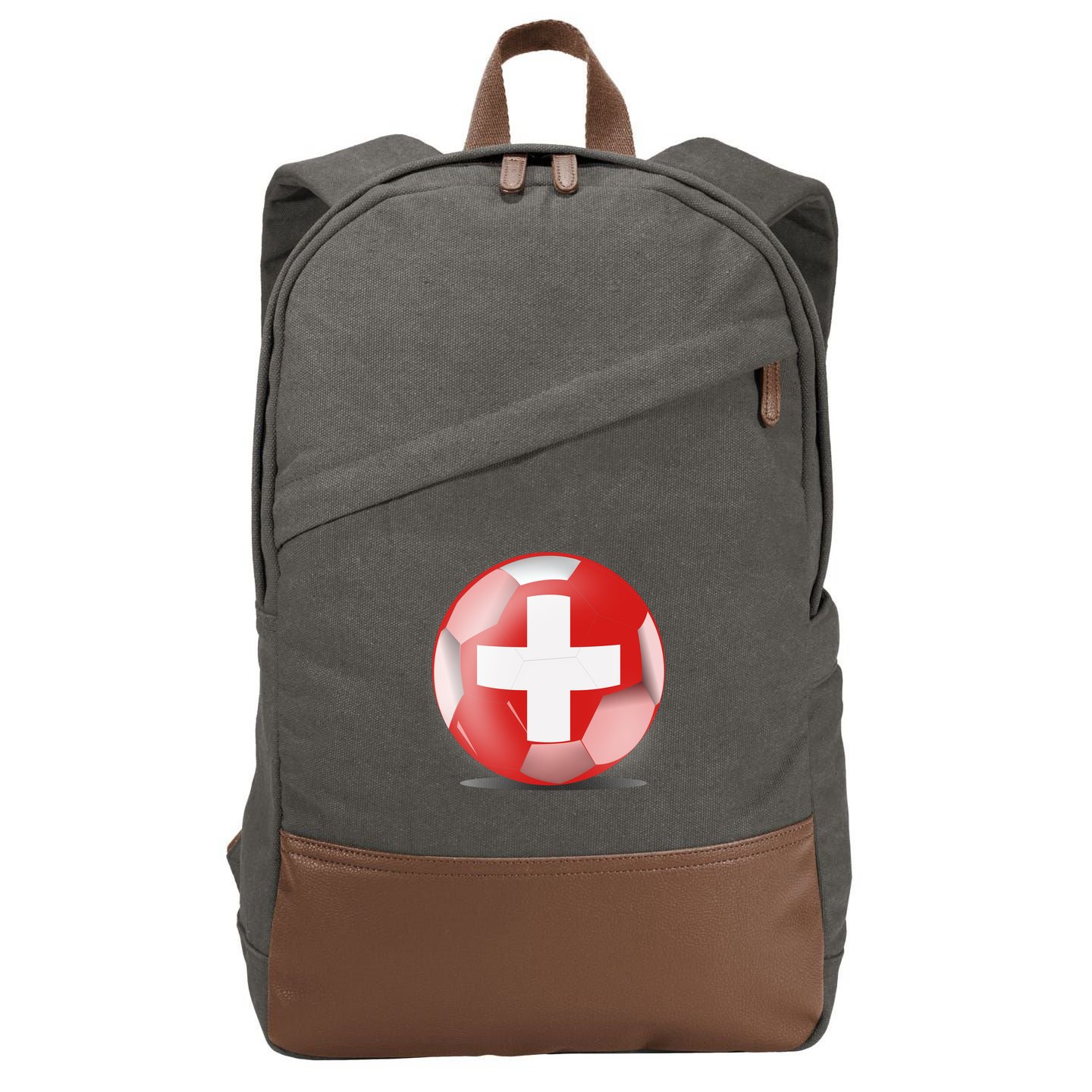 Soccer Ball Country Flag Switzerland Cotton Canvas Backpack