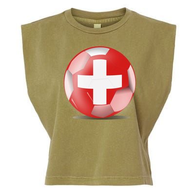 Soccer Ball Country Flag Switzerland Garment-Dyed Women's Muscle Tee