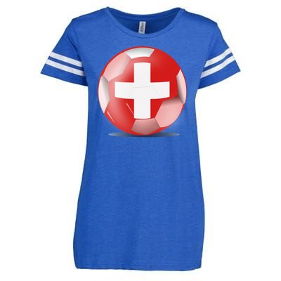 Soccer Ball Country Flag Switzerland Enza Ladies Jersey Football T-Shirt