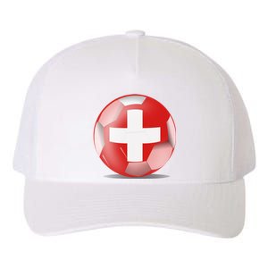 Soccer Ball Country Flag Switzerland Yupoong Adult 5-Panel Trucker Hat