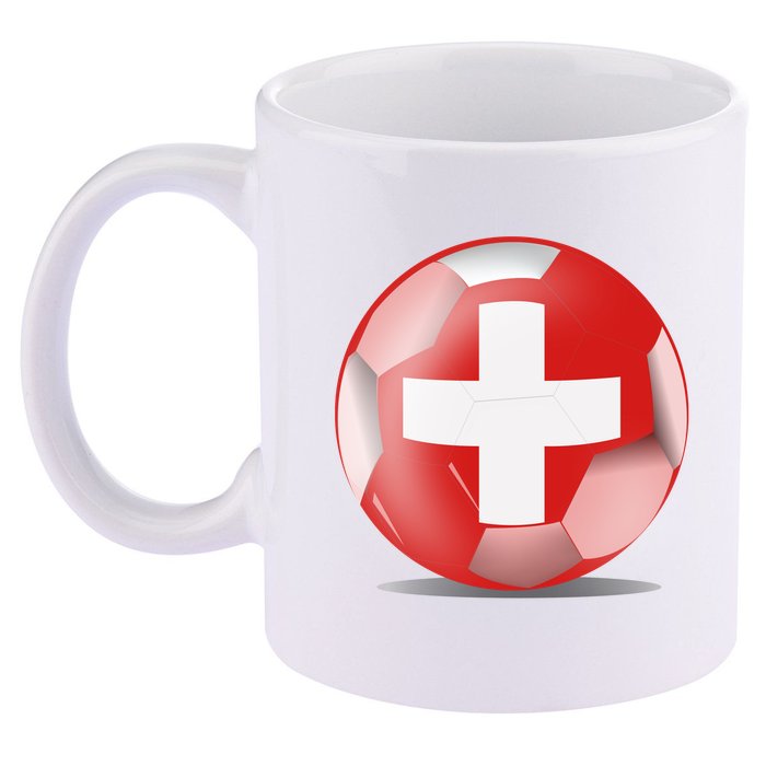 Soccer Ball Country Flag Switzerland 11oz C Handle Ceramic Mug