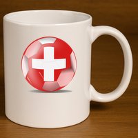 Soccer Ball Country Flag Switzerland 11oz C Handle Ceramic Mug