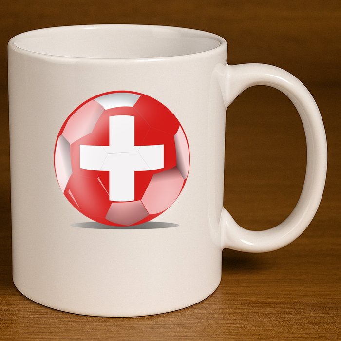 Soccer Ball Country Flag Switzerland 11oz C Handle Ceramic Mug