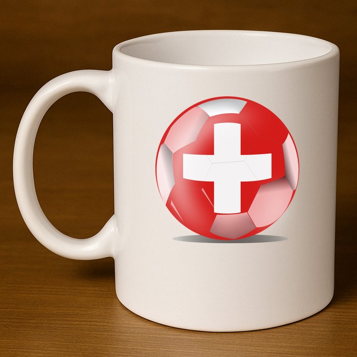 Soccer Ball Country Flag Switzerland 11oz C Handle Ceramic Mug
