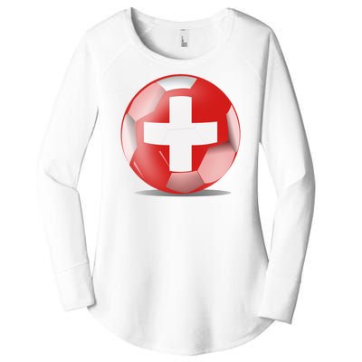 Soccer Ball Country Flag Switzerland Women's Perfect Tri Tunic Long Sleeve Shirt