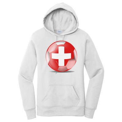 Soccer Ball Country Flag Switzerland Women's Pullover Hoodie