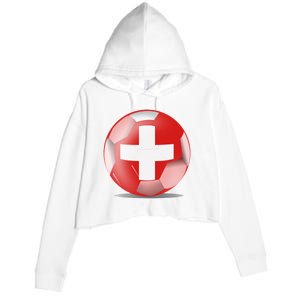 Soccer Ball Country Flag Switzerland Crop Fleece Hoodie