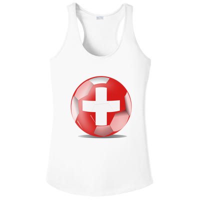 Soccer Ball Country Flag Switzerland Ladies PosiCharge Competitor Racerback Tank