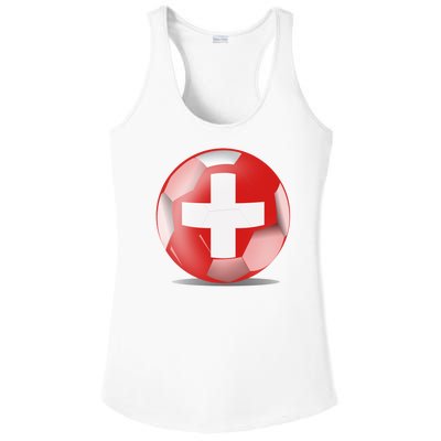 Soccer Ball Country Flag Switzerland Ladies PosiCharge Competitor Racerback Tank