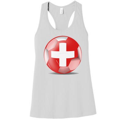 Soccer Ball Country Flag Switzerland Women's Racerback Tank