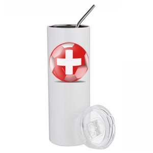 Soccer Ball Country Flag Switzerland Stainless Steel Tumbler