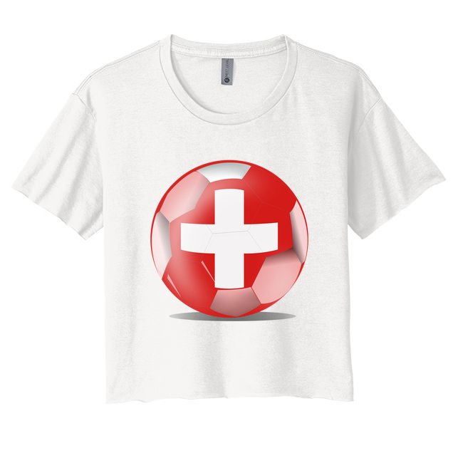 Soccer Ball Country Flag Switzerland Crop Top