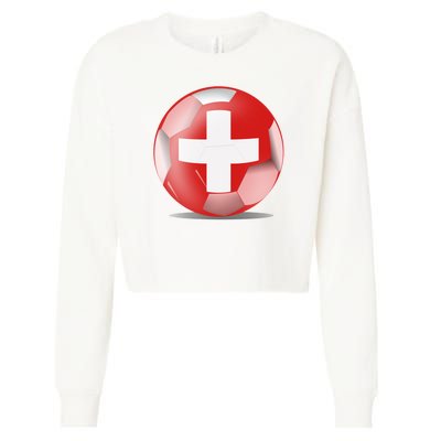 Soccer Ball Country Flag Switzerland Cropped Pullover Crew