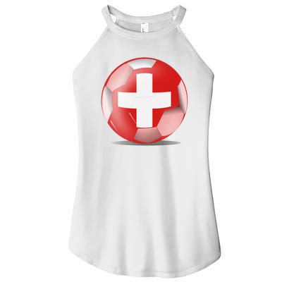 Soccer Ball Country Flag Switzerland Women's Perfect Tri Rocker Tank