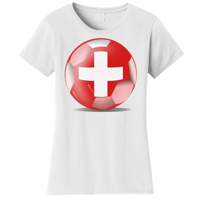 Soccer Ball Country Flag Switzerland Women's T-Shirt