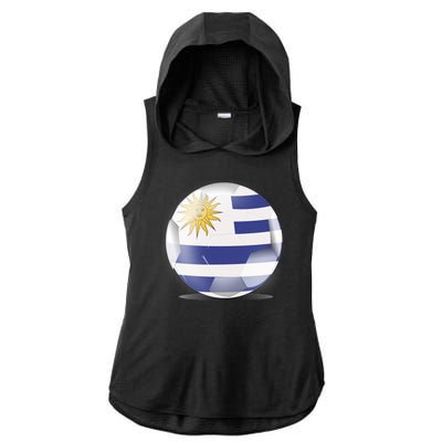 Soccer Ball Country Flag Uruguay Ladies PosiCharge Tri-Blend Wicking Draft Hoodie Tank