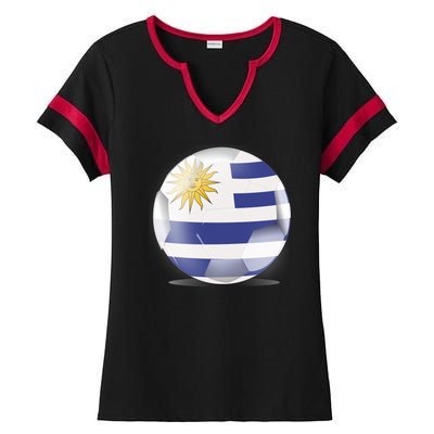 Soccer Ball Country Flag Uruguay Ladies Halftime Notch Neck Tee