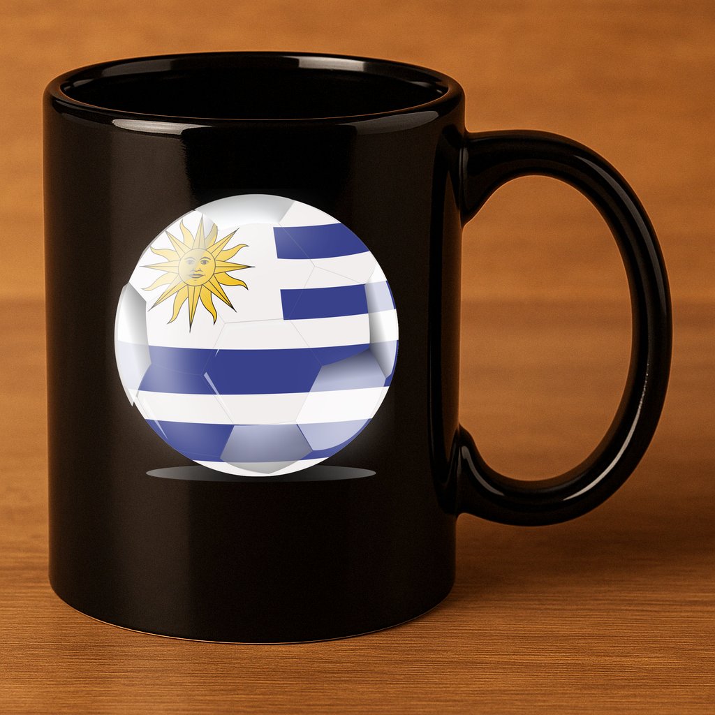 Soccer Ball Country Flag Uruguay 11oz C Handle Ceramic Mug