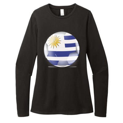 Soccer Ball Country Flag Uruguay Womens CVC Long Sleeve Shirt