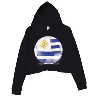 Soccer Ball Country Flag Uruguay Crop Fleece Hoodie