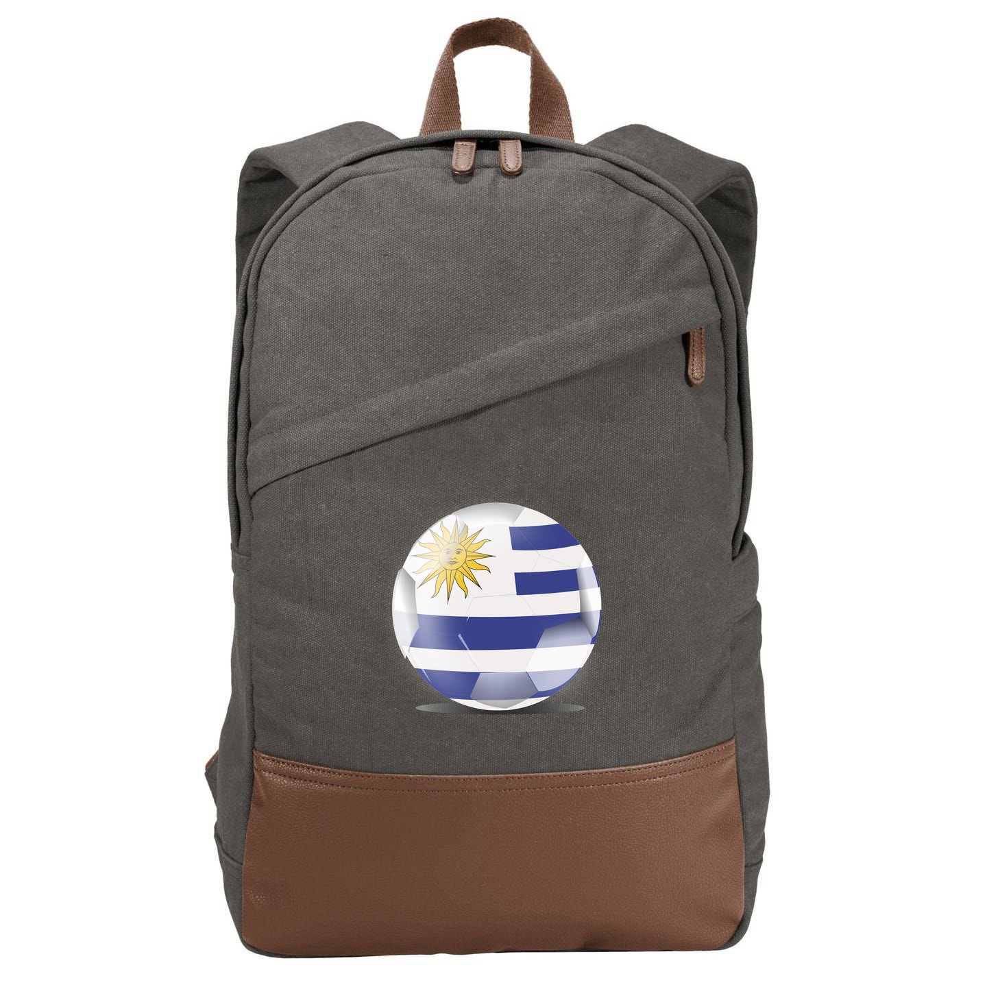 Soccer Ball Country Flag Uruguay Cotton Canvas Backpack