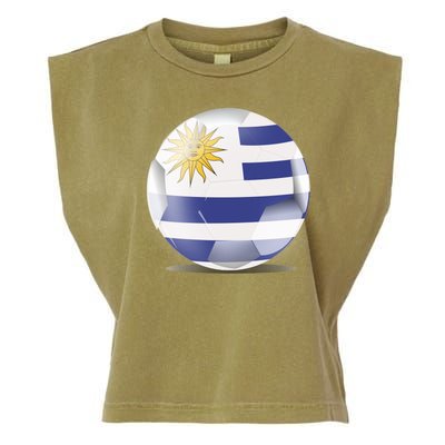 Soccer Ball Country Flag Uruguay Garment-Dyed Women's Muscle Tee